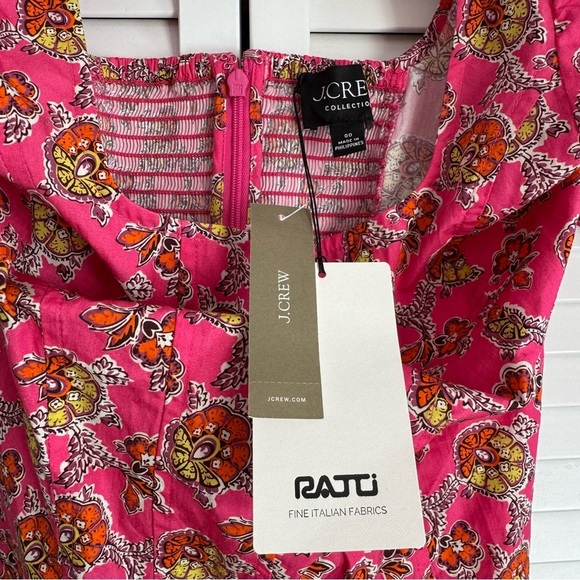 J. Crew Puff-Sleeve Square-neck Top in Ratti Pink Blooms Print Size 00 NWT - Picture 11 of 12